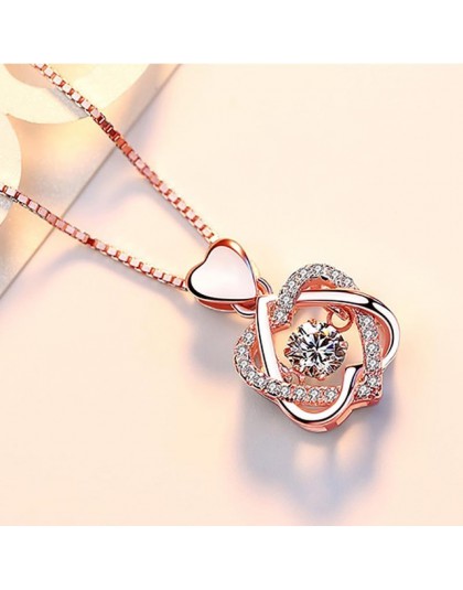 Bague Ringen 100% prawdziwe 925 srebrny naszyjnik z okrągłym cyrkonią wisiorek różowe złoto kolor srebrny biżuteria kobieta wedd