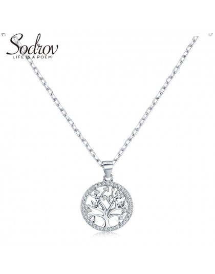Sodrov autentyczne 925 Sterling Silver DIY życie naszyjnik w kształcie drzewa panie natura biżuteria na szczęście wisiorek Link 
