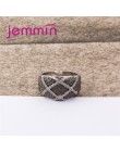 Europejski styl duże pierścienie geomeic luksusowe pełne ustawienie czarny i biały CZ 925 Sterling Silver kobiety Mens Party biż
