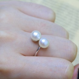 Barokowe podwójne perły pierścionek srebrne pierścionki z przeplotem słodkowodne perły obrączka 925 srebro biżuteria dla kobiet 