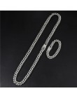 Hip Hop Iced Out betonowa cyrkonie 1 zestaw 13MM złoto srebro pełna Miami Curb kubański łańcuch CZ Bling raper naszyjniki dla mę