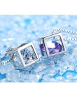 Anenjery 925 Sterling Silver Cube wisiorek z cyrkonią naszyjnik dla kobiet prezent 45cm Box choker łańcuszek collares kolye S-N7