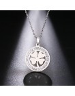 Cacana ze stali nierdzewnej kryształowe okrągłe wisiorki naszyjnik kobiety Choker biżuteria koniczyna Trendy naszyjniki łańcuch 