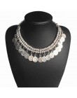 Ztech obroża moneta naszyjnik i wisiorek Vintage Crystal Maxi Choker komunikat Collier kobieta Boho wielkie modne biżuteria dams