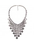 Ztech obroża moneta naszyjnik i wisiorek Vintage Crystal Maxi Choker komunikat Collier kobieta Boho wielkie modne biżuteria dams