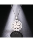 Cacana ze stali nierdzewnej kryształowe okrągłe wisiorki naszyjnik kobiety Choker biżuteria koniczyna Trendy naszyjniki łańcuch 