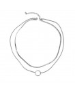 HUANZHI 2019 koreański nowy geometryczne koło podwójna warstwa Choker szeroki łańcuch naszyjniki dla kobiet dziewczyny Party pre