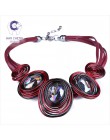 HanCheng New Fashion skórzana linka utworzono kryształowy drut Choker naszyjnik kobiety naszyjniki Handmade komunikat biżuteria 