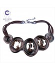 HanCheng New Fashion skórzana linka utworzono kryształowy drut Choker naszyjnik kobiety naszyjniki Handmade komunikat biżuteria 