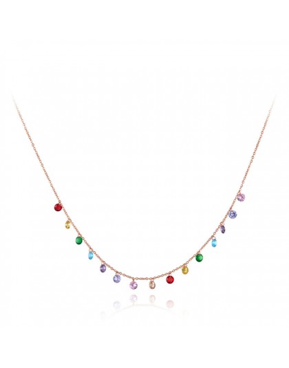 Lokaer Trendy Bohemia stal nierdzewna kolorowy CZ choker kryształowy naszyjnik biżuteria plażowa łańcuszek z wisiorem naszyjnik 