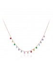 Lokaer Trendy Bohemia stal nierdzewna kolorowy CZ choker kryształowy naszyjnik biżuteria plażowa łańcuszek z wisiorem naszyjnik 