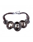 HanCheng New Fashion skórzana linka utworzono kryształowy drut Choker naszyjnik kobiety naszyjniki Handmade komunikat biżuteria 