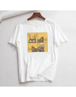 Kobieta kot kreskówkowy topy koszulki z krótkim rękawem casual Ulzzang kawaii harajuku album dropshipping vintage z krótkim ręka