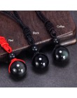 Naszyjniki z kamienia naturalnego dla kobiet i mężczyzn czarne obsydianowe koraliki tęczowe Transfer piłki Lucky Love