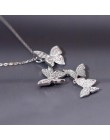 Trend urocze olśniewające Micro CZ cyrkon cztery wisiorek z motylem naszyjniki dla kobiet prezent Choker 925 srebro biżuteria SA
