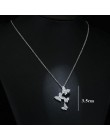 Trend urocze olśniewające Micro CZ cyrkon cztery wisiorek z motylem naszyjniki dla kobiet prezent Choker 925 srebro biżuteria SA
