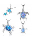 Modne niebieskie Opal żółw morski wisiorek naszyjniki dla kobiet kobiece zwierzę ślubne ozdobne naszyjnik łańcuch Ocean biżuteri