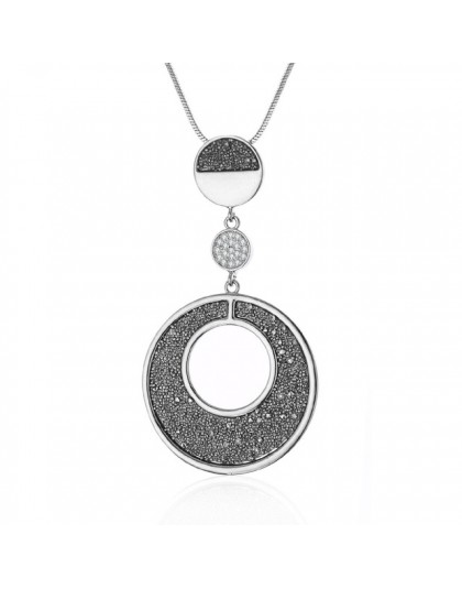 2019 stary naszyjnik dla kobiety geometryczne duże koło czarny kryształ wisiorek długi naszyjnik łańcuch węża biżuteria akcesori