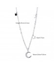 Anenjery 925 Sterling Silver naszyjnik Micro cyrkon księżyc wisiorek w kształcie gwiazdy krótki naszyjnik na obojczyk dla kobiet