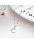 Anenjery 925 Sterling Silver naszyjnik Micro cyrkon księżyc wisiorek w kształcie gwiazdy krótki naszyjnik na obojczyk dla kobiet