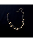 Wielowarstwowe miedziane wisiorek gwiazdy Choker naszyjnik biżuteria moda regulowany kołnierz ortopedyczny dla kobiet oświadczen