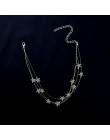 Wielowarstwowe miedziane wisiorek gwiazdy Choker naszyjnik biżuteria moda regulowany kołnierz ortopedyczny dla kobiet oświadczen