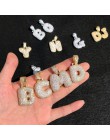 A-Z nazwa własna Bubble Letters naszyjniki i łańcuszek z wisiorem dla mężczyzn kobiety złoty kolor Cubic cyrkon Hip Hop biżuteri