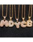 A-Z nazwa własna Bubble Letters naszyjniki i łańcuszek z wisiorem dla mężczyzn kobiety złoty kolor Cubic cyrkon Hip Hop biżuteri