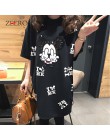 Mysz z kreskówki Runway T koszula z krótkim rękawem Casual mysz z kreskówki drukuj kobiety T Shirt Femme topy szeroki czarny T-S