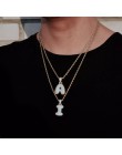 A-Z nazwa własna Bubble Letters naszyjniki i łańcuszek z wisiorem dla mężczyzn kobiety złoty kolor Cubic cyrkon Hip Hop biżuteri