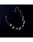 Wielowarstwowe miedziane wisiorek gwiazdy Choker naszyjnik biżuteria moda regulowany kołnierz ortopedyczny dla kobiet oświadczen