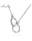 Anenjery 925 srebro dwa kółka CZ cyrkonu naszyjniki dla kobiet prezent kolye choker collares bijoux S-N61