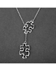 HEYu kreatywny naszyjnik świadomości układanki podwójne Puzzle wisiorek naszyjnik prezenty