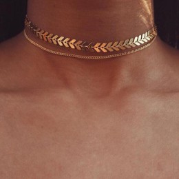 Multi Arrow modny naszyjnik dla kobiet dwie warstwy naszyjniki złoty kolor Fishbone samolot naszyjnik Choker naszyjnik dla dziew