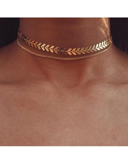 Multi Arrow modny naszyjnik dla kobiet dwie warstwy naszyjniki złoty kolor Fishbone samolot naszyjnik Choker naszyjnik dla dziew