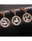 FJ 12 znak zodiaku 585 złoty kolor konstelacji Rose White wisiorki koziorożec/Gemini Twisted naszyjnik łańcuch kobiety mężczyźni