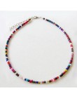 Proste koraliki Strand naszyjnik kobiety ciąg z koralikami krótkie Choker naszyjnik biżuteria Chokers naszyjnik prezent