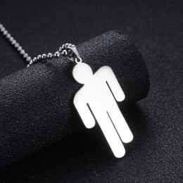 Billie Eilish ze stali nierdzewnej stalowy wisiorek naszyjnik moda biżuteria 2019 okrągły Strand łańcuch kwadratowy wisiorek nas