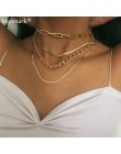 Gothic Punk kubański Choker naszyjnik obroża oświadczenie kobiety mężczyźni wielowarstwowy aluminiowy gruby łańcuch Chunky naszy