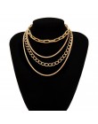 Gothic Punk kubański Choker naszyjnik obroża oświadczenie kobiety mężczyźni wielowarstwowy aluminiowy gruby łańcuch Chunky naszy