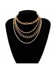 Gothic Punk kubański Choker naszyjnik obroża oświadczenie kobiety mężczyźni wielowarstwowy aluminiowy gruby łańcuch Chunky naszy