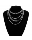 Gothic Punk kubański Choker naszyjnik obroża oświadczenie kobiety mężczyźni wielowarstwowy aluminiowy gruby łańcuch Chunky naszy