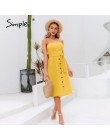 Simplee elegancki guzik kobiety sukienka z kieszenią kropki żółta bawełniana sukienka midi letnia casual kobieta plus rozmiar la