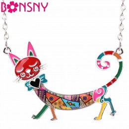 Bonsny oświadczenie Maxi emalia kotek kot Choker naszyjnik ze stopu łańcuszek z wisiorem kołnierz zwierząt akcesoria dla zwierzą