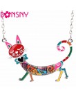 Bonsny oświadczenie Maxi emalia kotek kot Choker naszyjnik ze stopu łańcuszek z wisiorem kołnierz zwierząt akcesoria dla zwierzą
