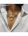 Gotycki kryształ wielowarstwowe koło Choker naszyjnik Choker komunikat Steampunk złoty kolor Sexy blokada łańcucha naszyjnik kob