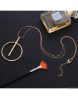 Proste Duże Okrągłe Koło Wisiorek Naszyjnik dla Kobiet Minimalistyczny Złoty Krąg Długi Naszyjnik Elegancki Collier femme 2019 B