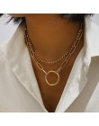 Gotycki kryształ wielowarstwowe koło Choker naszyjnik Choker komunikat Steampunk złoty kolor Sexy blokada łańcucha naszyjnik kob