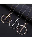 Proste Duże Okrągłe Koło Wisiorek Naszyjnik dla Kobiet Minimalistyczny Złoty Krąg Długi Naszyjnik Elegancki Collier femme 2019 B