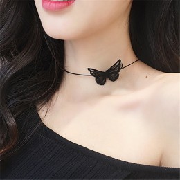 Ajojewel biała/czarna koronka z motylkami Choker naszyjnik z amuletem biżuteria damska akcesoria hurtownia
